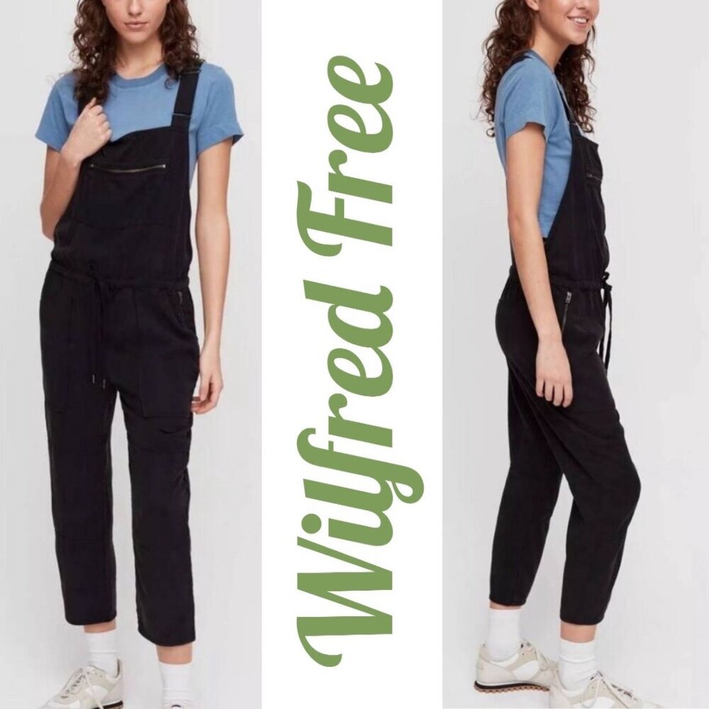 WILFRED FREE ARITZIA VALLETA BLACK CROPPED OVERALLS FLOWY JUMPSUIT, SIZE XXS